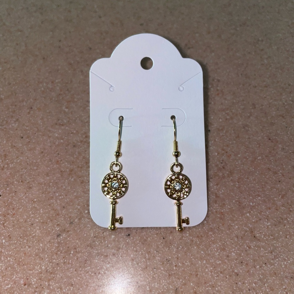 Golden key earrings